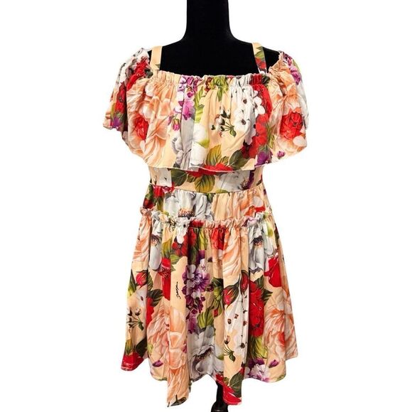Floral Off shoulder Mini Dress Sz XLarge - Picture 1 of 7